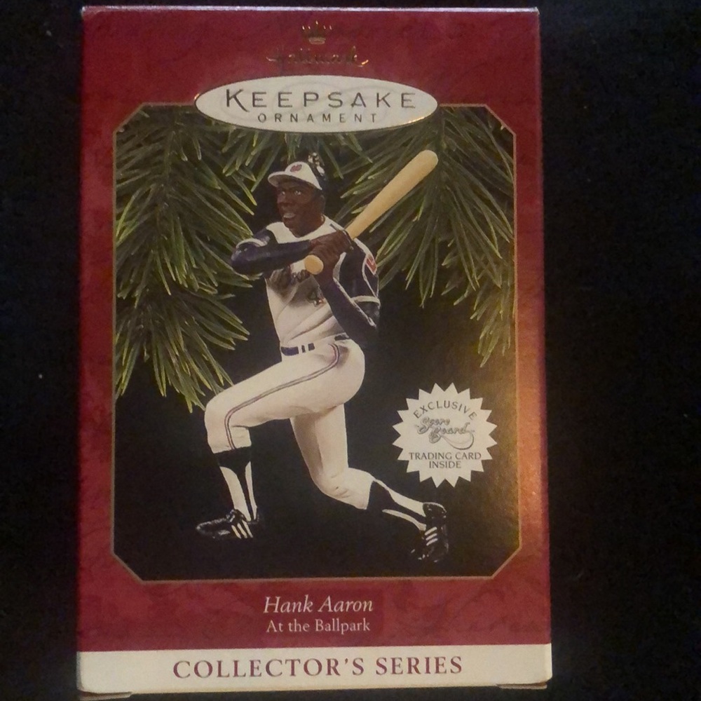 Hank Aaron Ornament & Trading Card Still in Box
